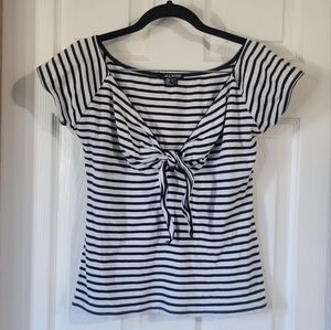 Hell Bunny Nautical Striped Tie Front Top